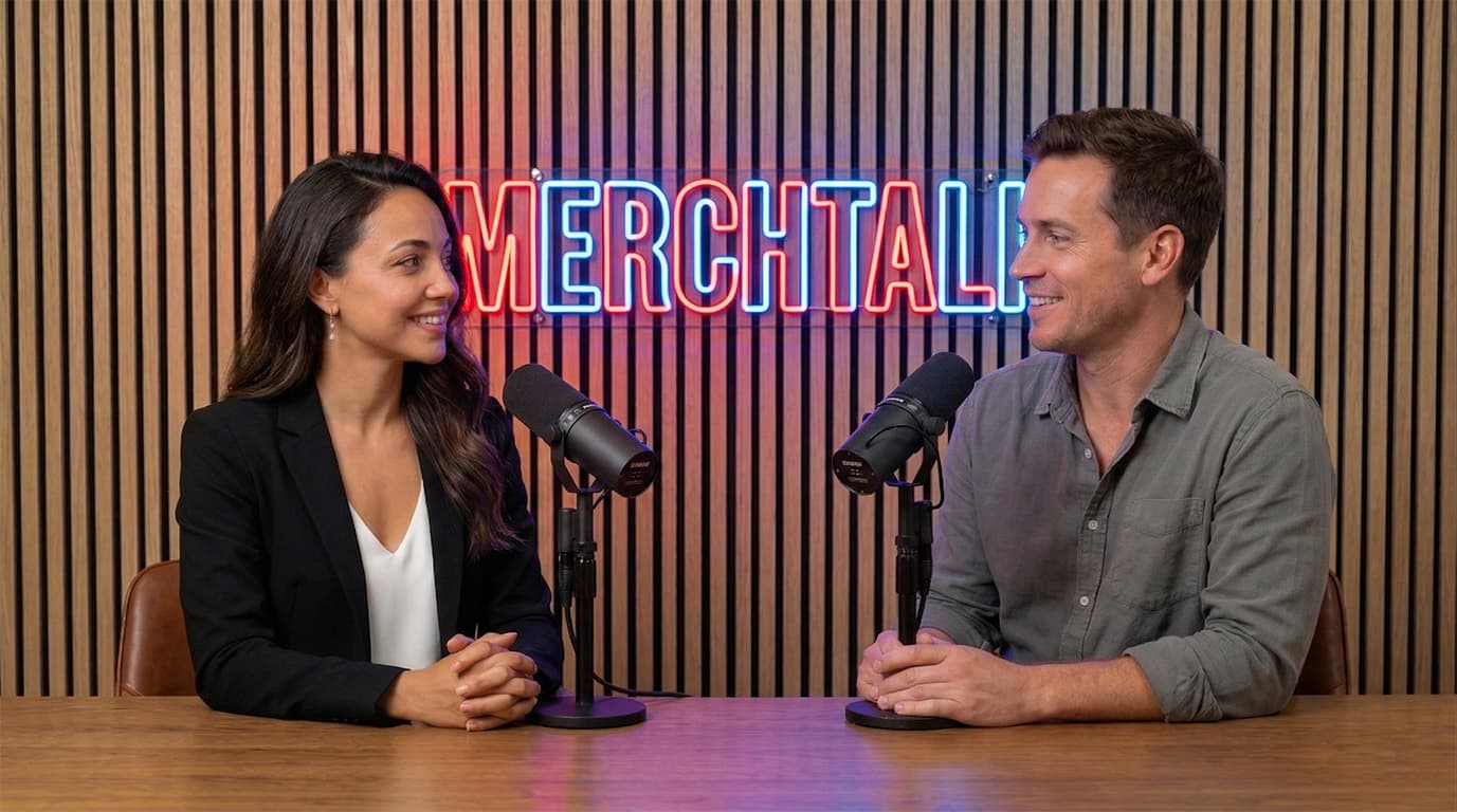 MerchTalk podcast hosts at the studio desk